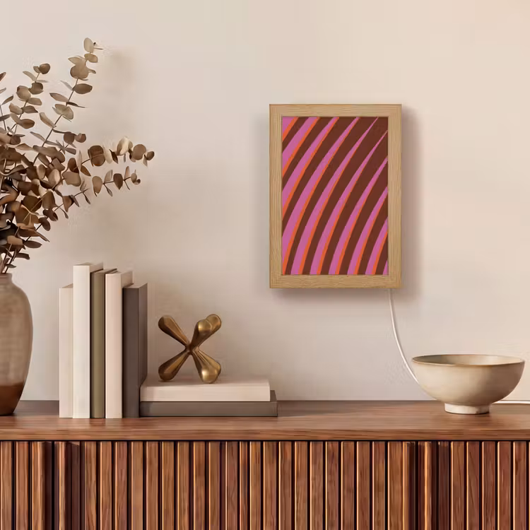 Lijnen - Rood - Beweging Light Box met kabel (Tafellamp) klein -sfeer2