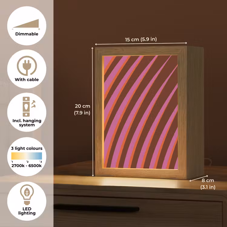 Lijnen - Rood - Beweging Light Box met kabel (Tafellamp) klein -USP_EN