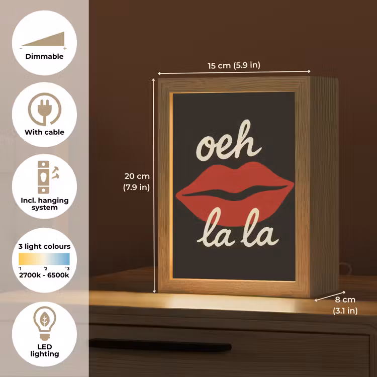 Lip - Rood - Quote Light Box met kabel (Tafellamp) klein -USP_EN