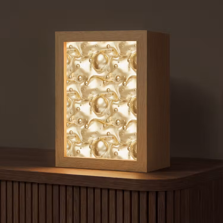 Vloeibaar - Druppels - Goud Light Box met kabel (Tafellamp) klein 925 -z3d_website