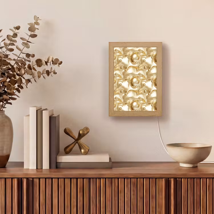 Vloeibaar - Druppels - Goud Light Box met kabel (Tafellamp) klein 925 -sfeer2