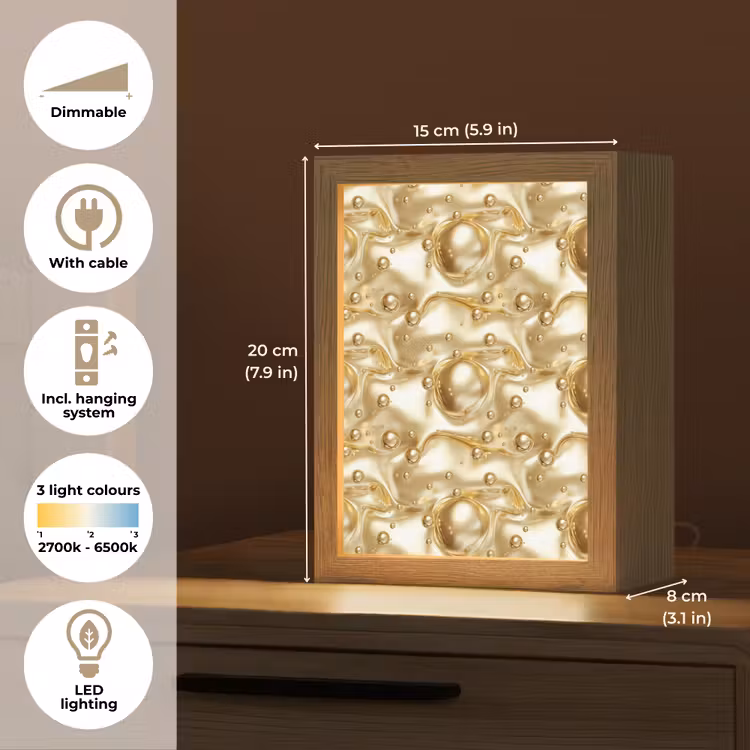 Vloeibaar - Druppels - Goud Light Box met kabel (Tafellamp) klein 925 -USP_EN