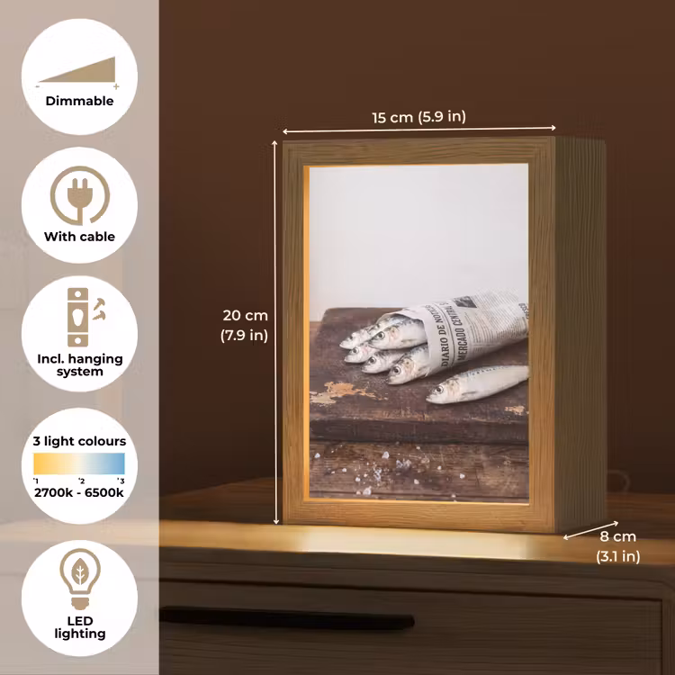 Table Lamp - Little Sardine - newspaper - cutting board - Sardientje - krant - snijplank Light Box met kabel (Tafellamp) klein