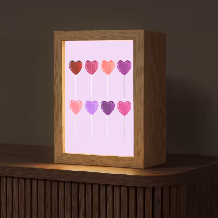 Lolly - Hart - Roze - Snoep Light Box met kabel (Tafellamp) klein -z3d_website