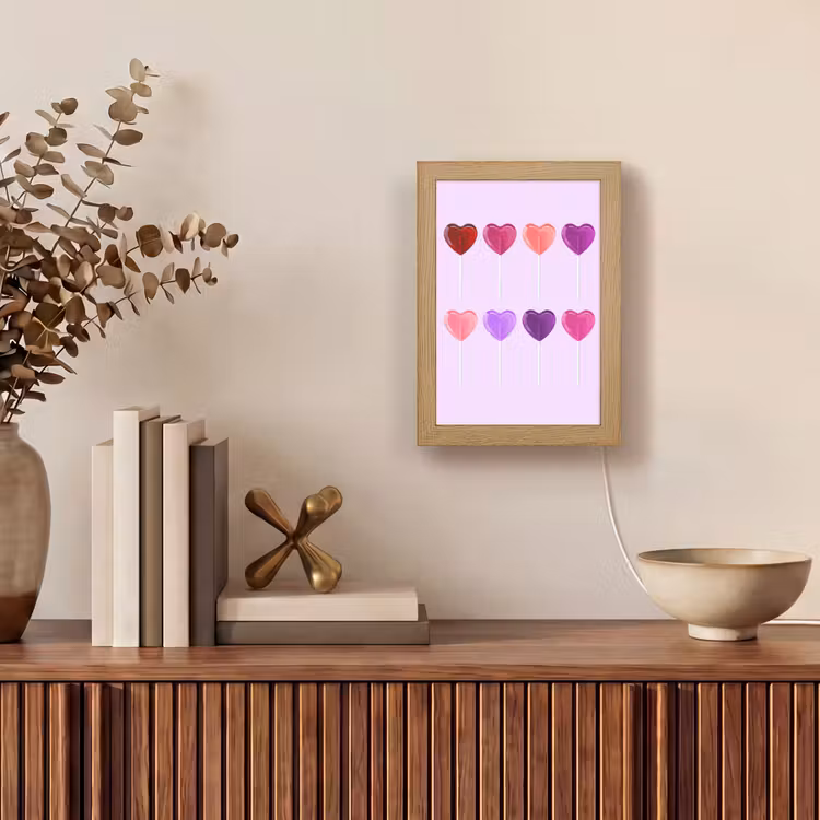 Lolly - Hart - Roze - Snoep Light Box met kabel (Tafellamp) klein -sfeer2