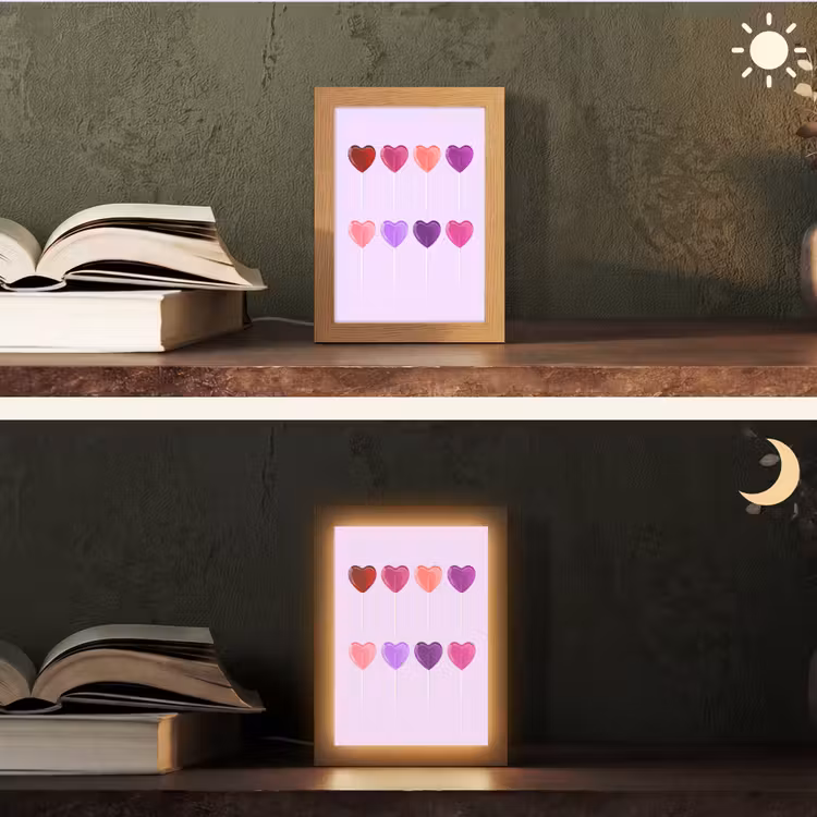 Lolly - Hart - Roze - Snoep Light Box met kabel (Tafellamp) klein -sfeer3