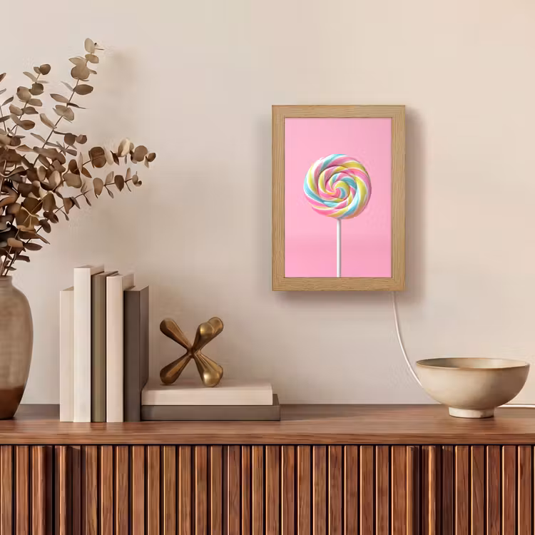 Lolly - Roze - Snoep - Zoet Light Box met kabel (Tafellamp) klein -sfeer2