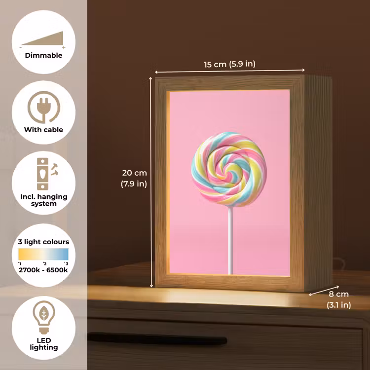 Lolly - Roze - Snoep - Zoet Light Box met kabel (Tafellamp) klein -USP_EN