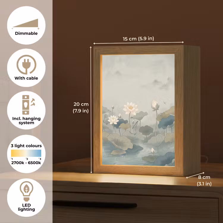 Lotus - Bloemen - Groen Light Box met kabel (Tafellamp) klein -USP_EN
