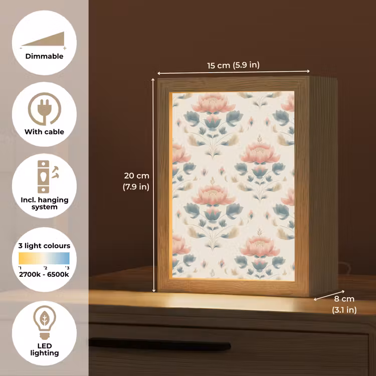 Lotus - Bloemen - Roze Light Box met kabel (Tafellamp) klein 925 -USP_EN