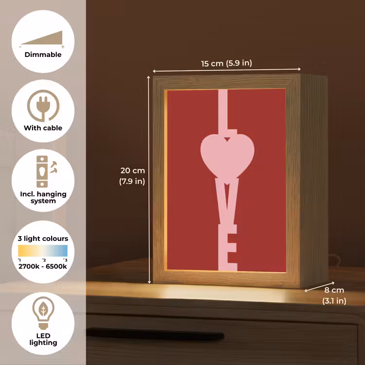 Love - Hart - Rood Light Box met kabel (Tafellamp) klein -USP_EN