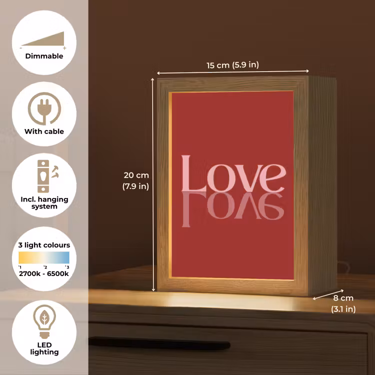 Love - Spiegeling - Rood Light Box met kabel (Tafellamp) klein -USP_EN
