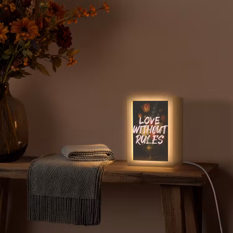Liefde - Modern - Bloemen Light Box met kabel (Tafellamp) klein -sfeer4