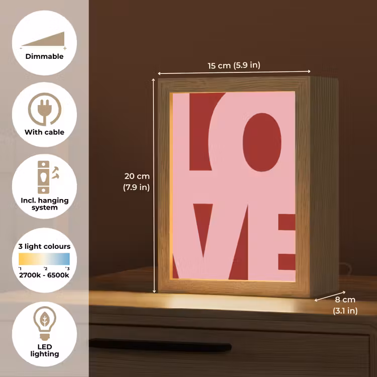 Love - Rood - Blokletters Light Box met kabel (Tafellamp) klein -USP_EN
