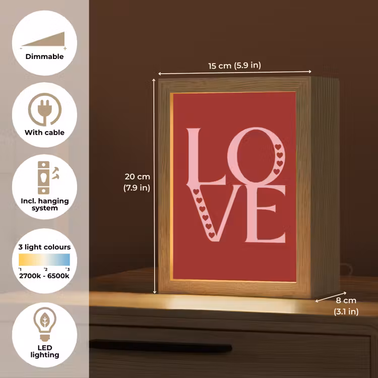 Love - Rood - Hatjes Light Box met kabel (Tafellamp) klein -USP_EN