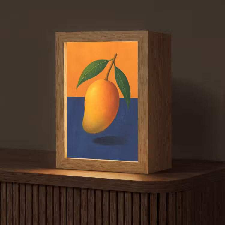 Mango - Vlakken - Bladeren - Oranje Light Box met kabel (Tafellamp) klein -z3d_website