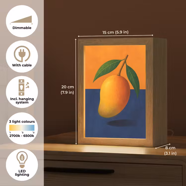 Mango - Vlakken - Bladeren - Oranje Light Box met kabel (Tafellamp) klein -USP_EN