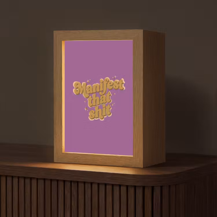 Manifest that shit - Paars - Glitter Light Box met kabel (Tafellamp) klein -z3d_website
