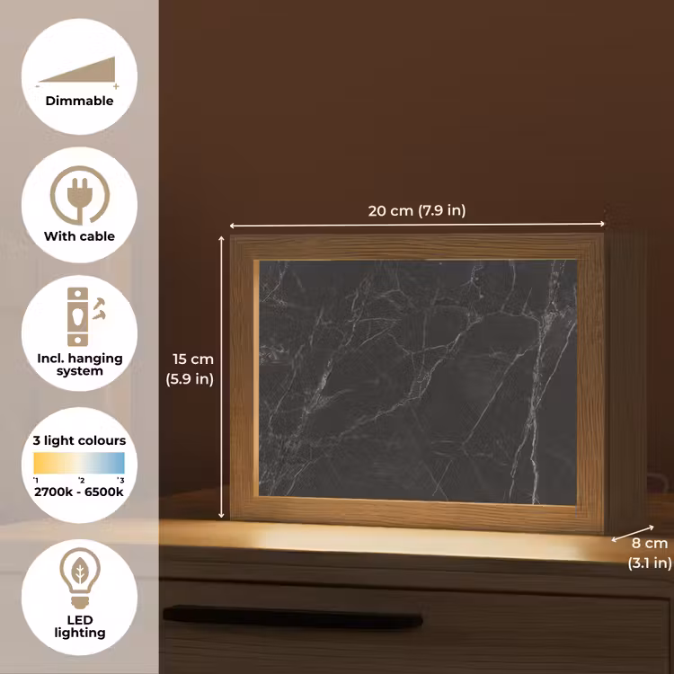 Marmer - Zwart Light Box met kabel (Tafellamp) klein -USP_EN
