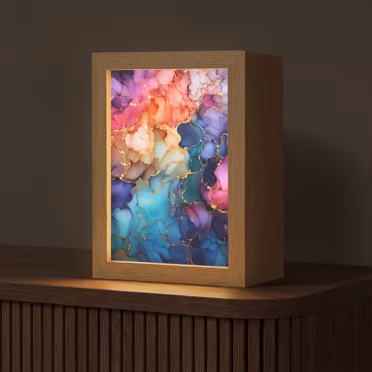Marmer - Kleurrijk - Kleuren - Abstract Light Box met kabel (Tafellamp) klein -z3d_website