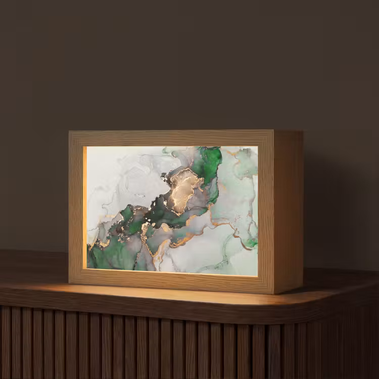 Marmer - Goud - Groen - Luxe Light Box met kabel (Tafellamp) klein -z3d_website