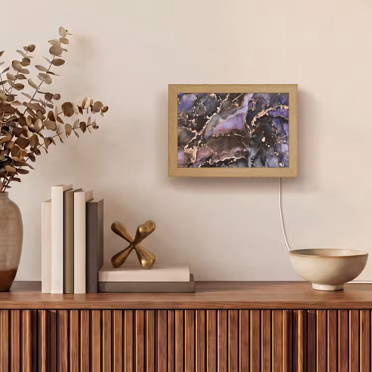 Marmer - Goud - Roze Light Box met kabel (Tafellamp) klein -sfeer2