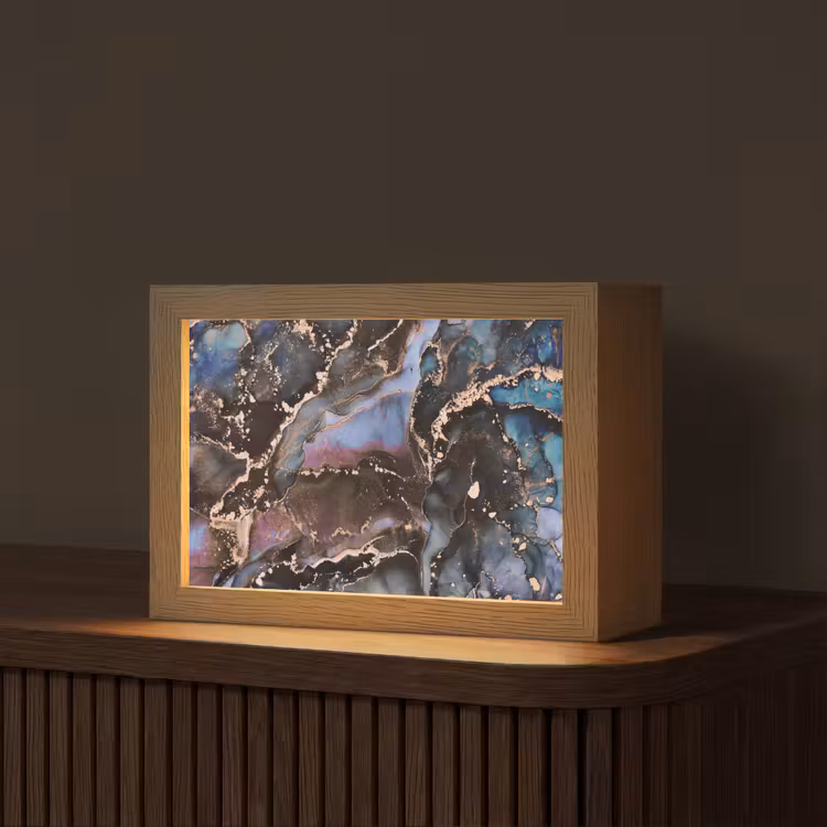 Marmer - Goud - Rosé Light Box met kabel (Tafellamp) klein -z3d_website
