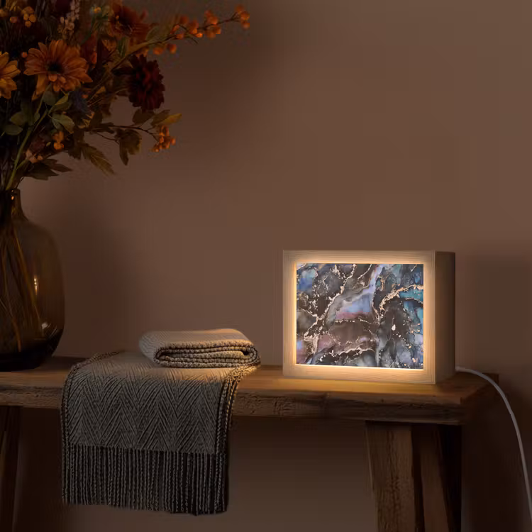 Marmer - Goud - Rosé Light Box met kabel (Tafellamp) klein -sfeer4