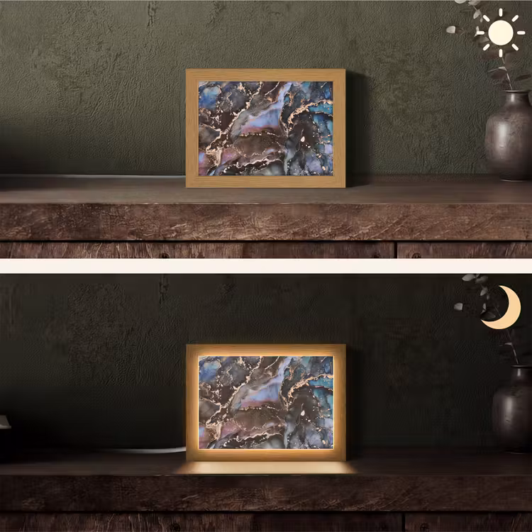 Marmer - Goud - Rosé Light Box met kabel (Tafellamp) klein -sfeer3