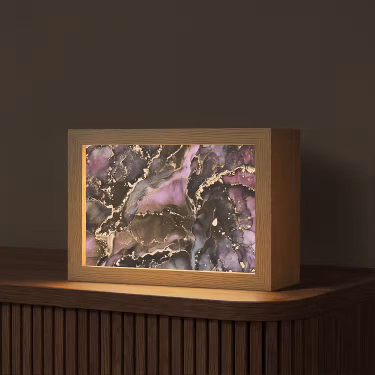 Marmer - Gold - Steen - Abstract Light Box met kabel (Tafellamp) klein -z3d_website