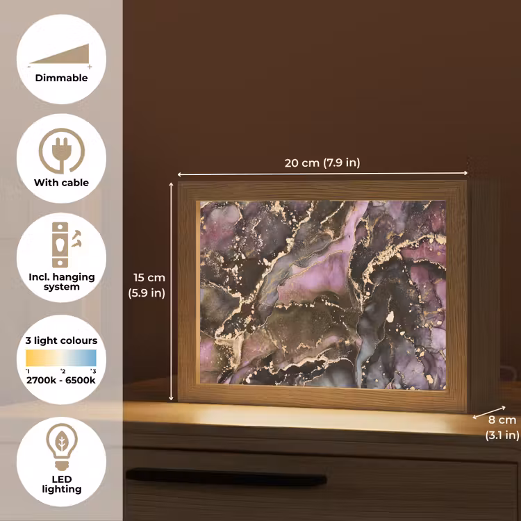 Marmer - Gold - Steen - Abstract Light Box met kabel (Tafellamp) klein -USP_EN