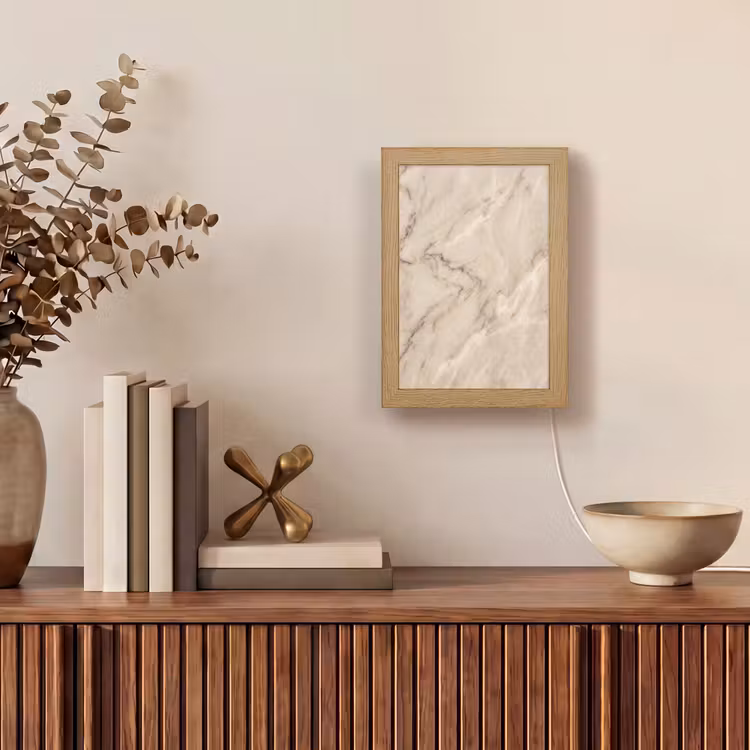 Marmer - Patroon - Abstract - Modern - Beige Light Box met kabel (Tafellamp) klein -sfeer2