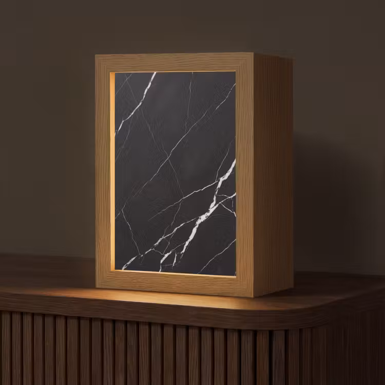 Marmer - Patroon - Abstract - Modern - Zwart Light Box met kabel (Tafellamp) klein -z3d_website