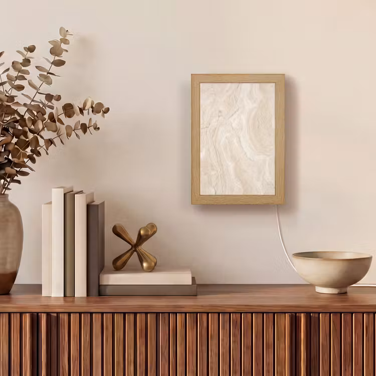 Marmer - Patroon - Beige - Steen - Abstract Light Box met kabel (Tafellamp) klein -sfeer2