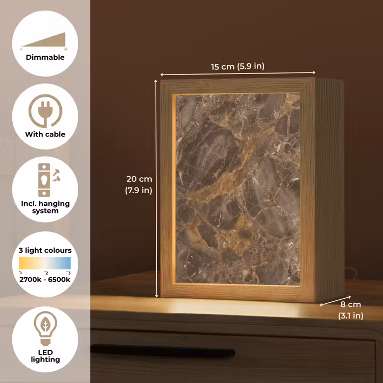 Marmer - Patroon - Natuur - Bruin - Goud Light Box met kabel (Tafellamp) klein -USP_EN