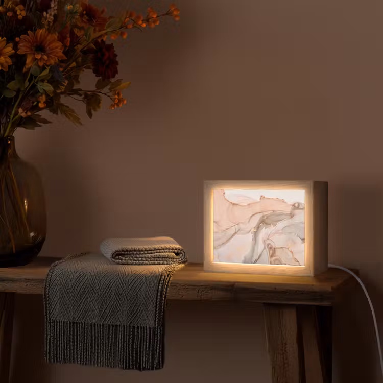 Marmer - Roze - Rosé Light Box met kabel (Tafellamp) klein -sfeer4
