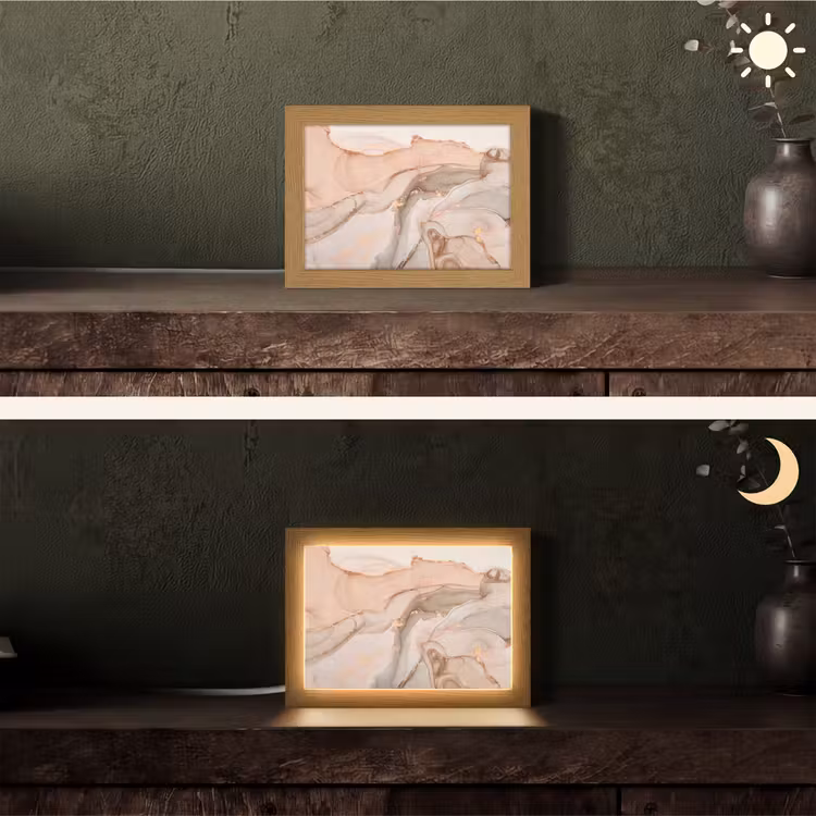 Marmer - Roze - Rosé Light Box met kabel (Tafellamp) klein -sfeer3