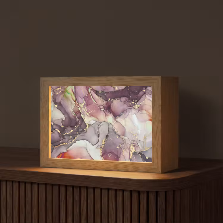 Marmer - Rood - Paars - Goud Light Box met kabel (Tafellamp) klein -z3d_website