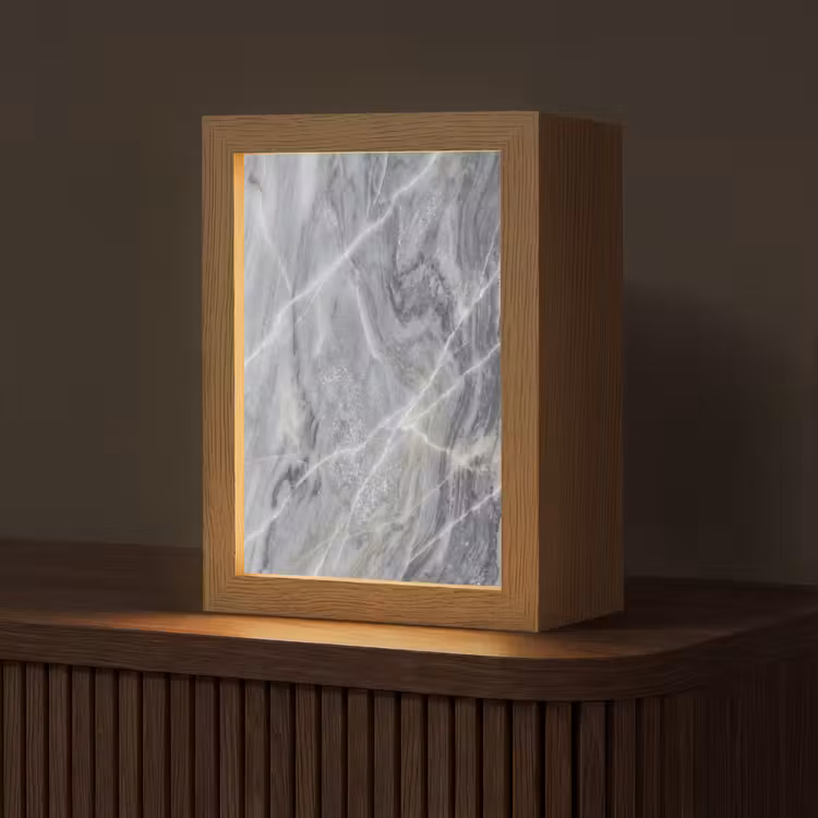 Marmer - Ader - Patroon - Abstract - Grijs Light Box met kabel (Tafellamp) klein -z3d_website