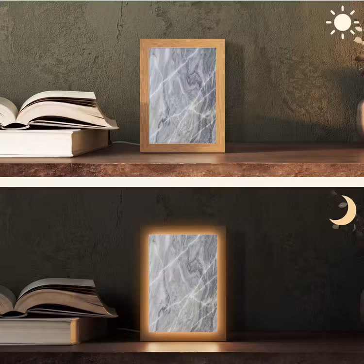 Marmer - Ader - Patroon - Abstract - Grijs Light Box met kabel (Tafellamp) klein -sfeer3