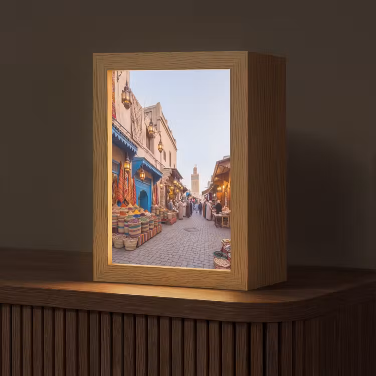 Table Lamp - Market - Oriental - Colorful - Markt - Oosters - Kleurrijk Light Box met kabel (Tafellamp) klein