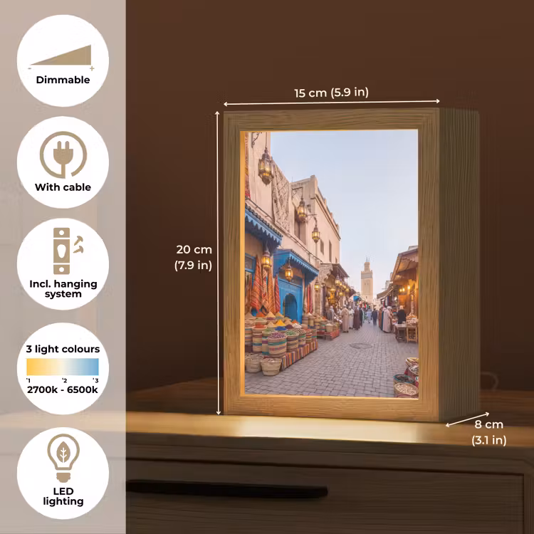 Table Lamp - Market - Oriental - Colorful - Markt - Oosters - Kleurrijk Light Box met kabel (Tafellamp) klein