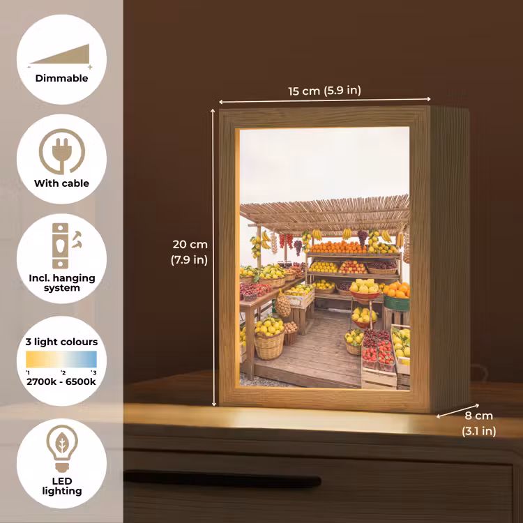 Table Lamp - Market Stall - Fruit - Fresh - Marktkraam - Fruit - Vers Light Box met kabel (Tafellamp) klein
