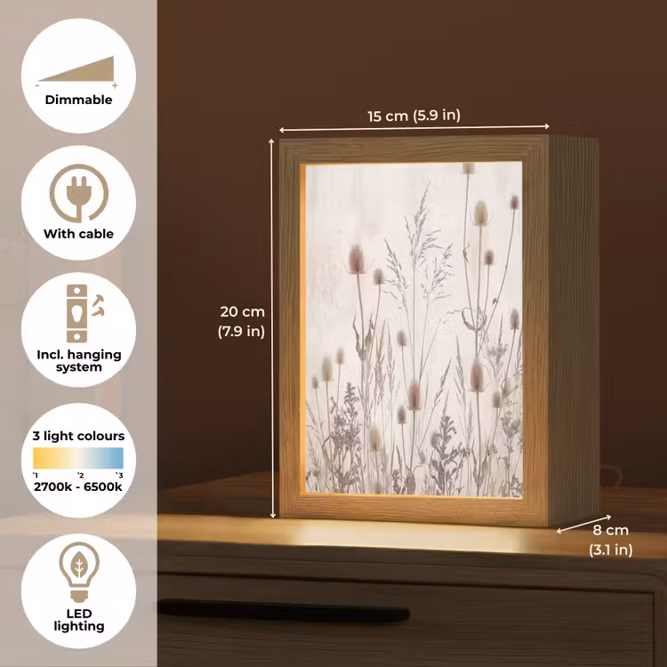 Weidebloemen - Design - Sepia Light Box met kabel (Tafellamp) klein -USP_EN