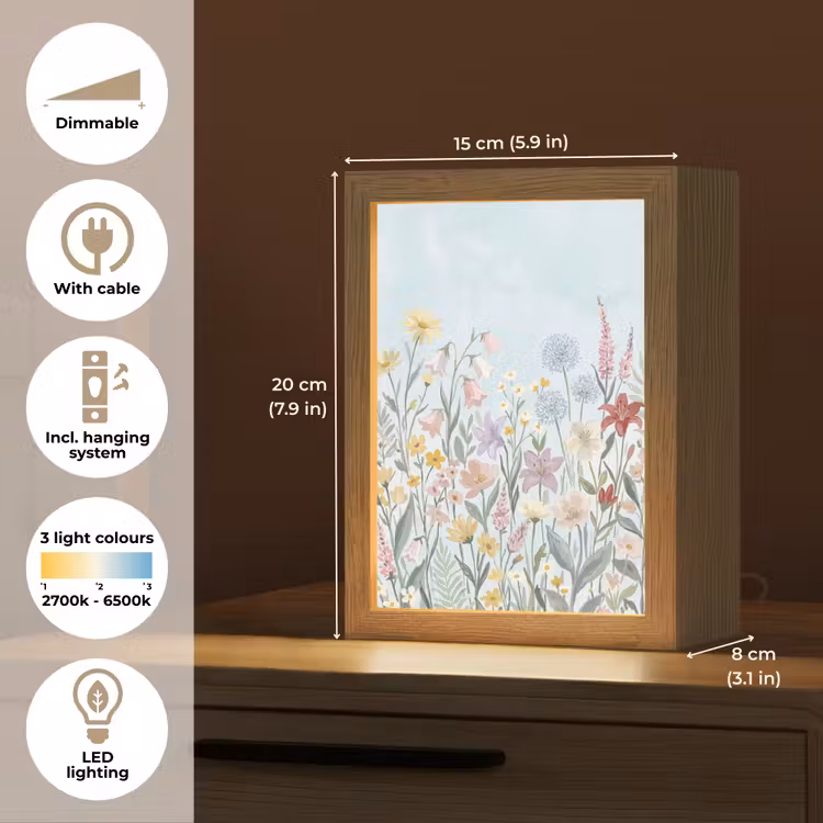 Weidebloemen - Illustratie - Kleurrijk Light Box met kabel (Tafellamp) klein -USP_EN