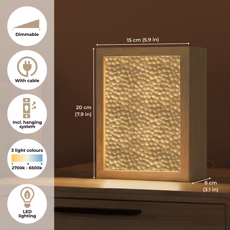 Metaal - Dynamisch - Goud Light Box met kabel (Tafellamp) klein 925 -USP_EN