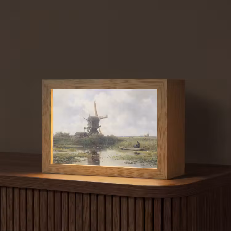 Molen - Willem Roelofs - Oude meesters - Kunst Light Box met kabel (Tafellamp) klein -z3d_website