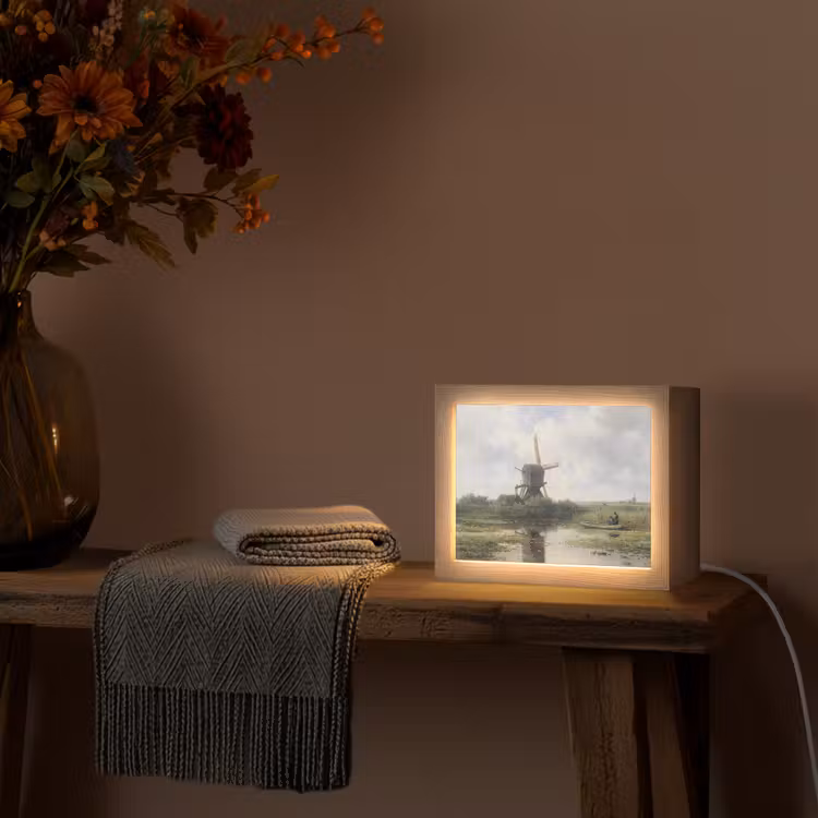 Molen - Willem Roelofs - Oude meesters - Kunst Light Box met kabel (Tafellamp) klein -sfeer4