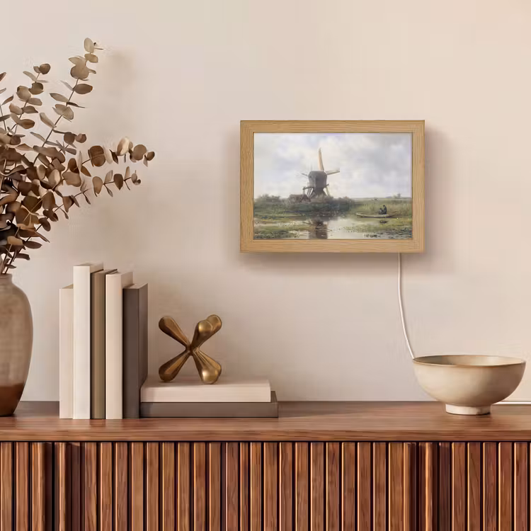 Molen - Willem Roelofs - Oude meesters - Kunst Light Box met kabel (Tafellamp) klein -sfeer2