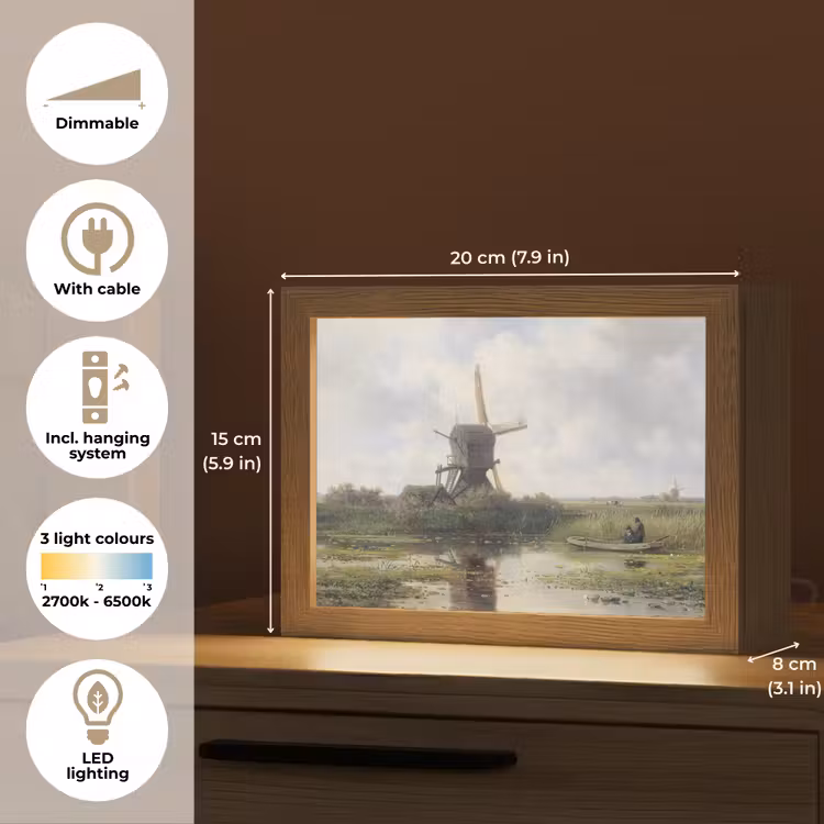Molen - Willem Roelofs - Oude meesters - Kunst Light Box met kabel (Tafellamp) klein -USP_EN
